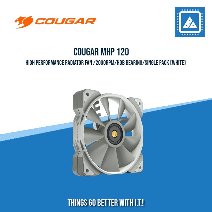 COUGAR MHP 120 HIGH PERFORMANCE RADIATOR FAN /2000RPM/HDB BEARING/SINGLE PACK (BLACK/WHITE) COUGAR MHP 120 HIGH PERFORMANCE RADIATOR FAN /2000RPM/HDB BEARING/SINGLE PACK (BLACK/WHITE)